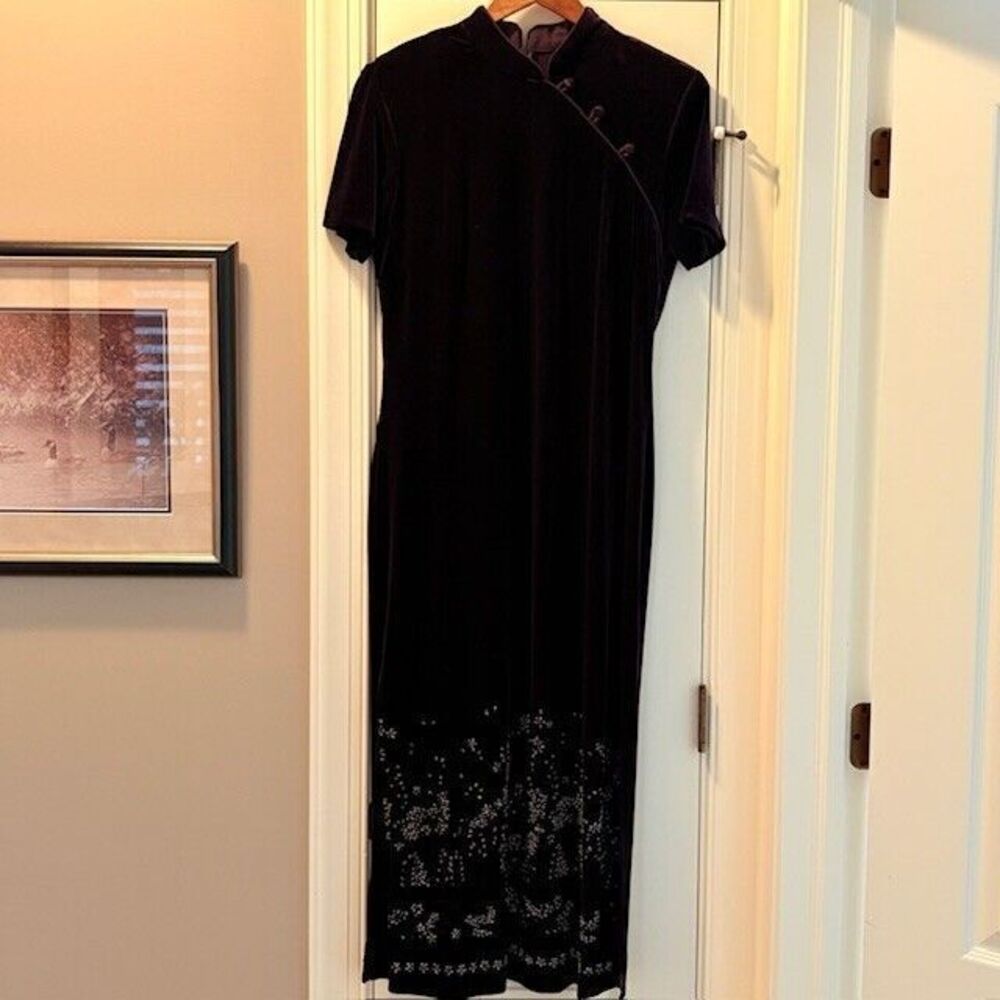 Vintage 90s Nina Piccalino Purple Velvet Maxi Gown Size 12 - Picture 8 of 16